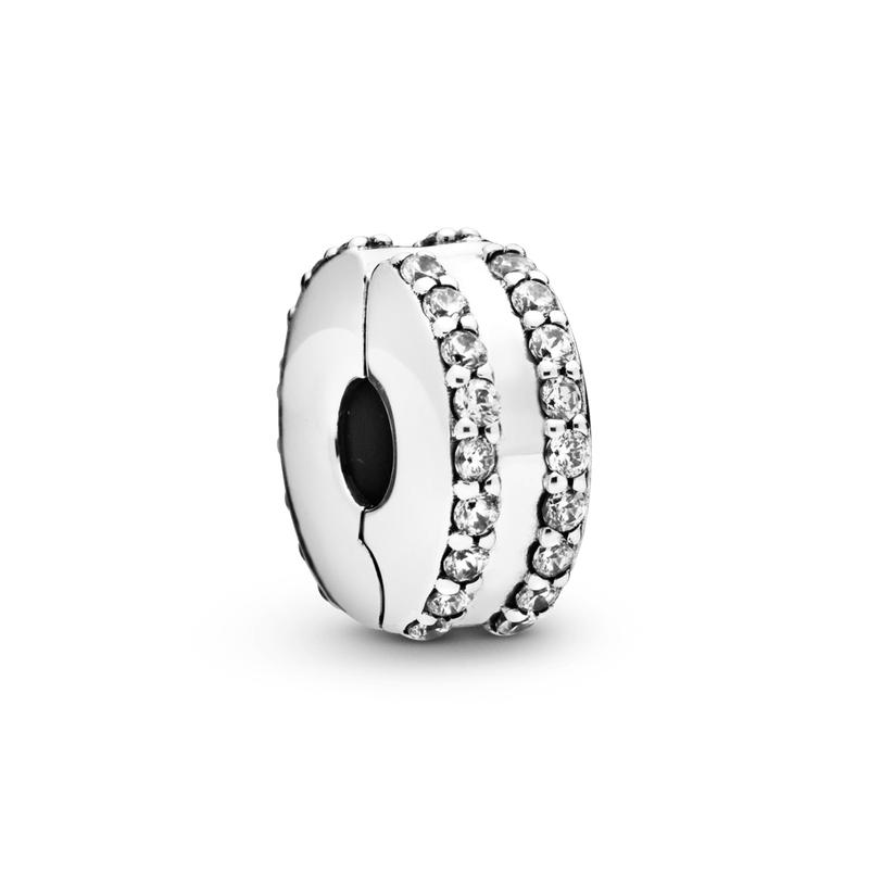 Charm Clip De Seguridad Doble Línea Pavé
