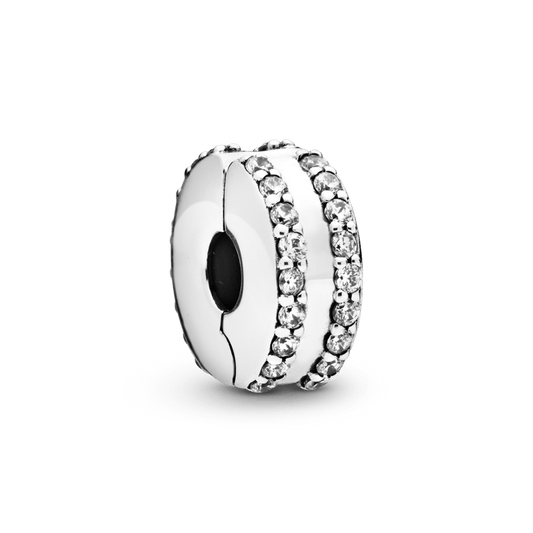 Charm Clip De Seguridad Doble Línea Pavé