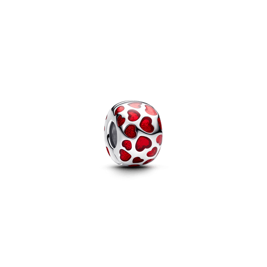Charm Clip De Seguridad Redondo Corazones Rojos