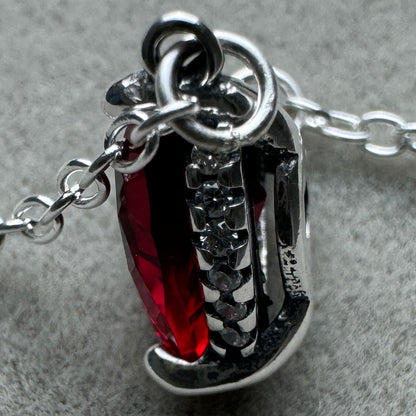 Collar Corazón Nivelado Brillante Rojo Pandora Vista Lateral