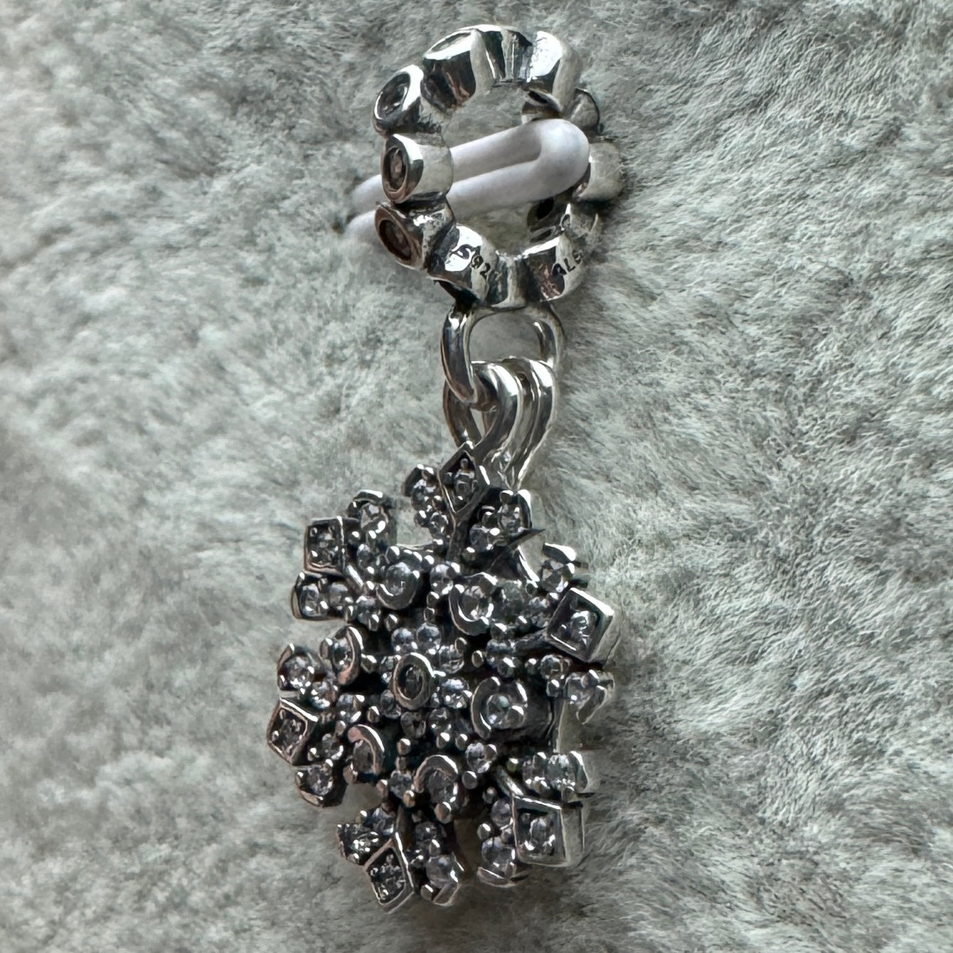 Charm Colgante Doble Copo De Nieve Brillante