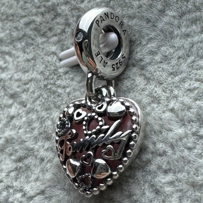 Charm Colgante Doble Corazón Familia