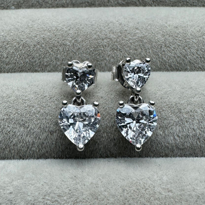 Aretes Corazones Colgantes Brillantes