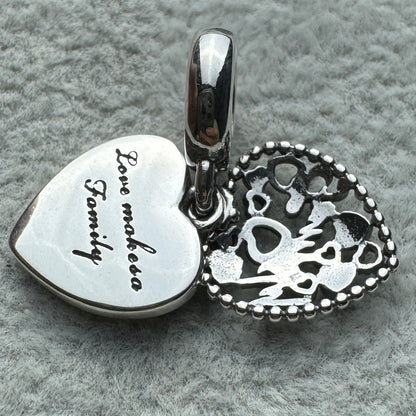 Charm Colgante Doble Corazón Familia