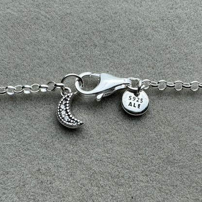 Collar Corazón Con Estrellas Y Luna Azul Brillante 50 cm (Ajustable A 45 Y 40 cm)