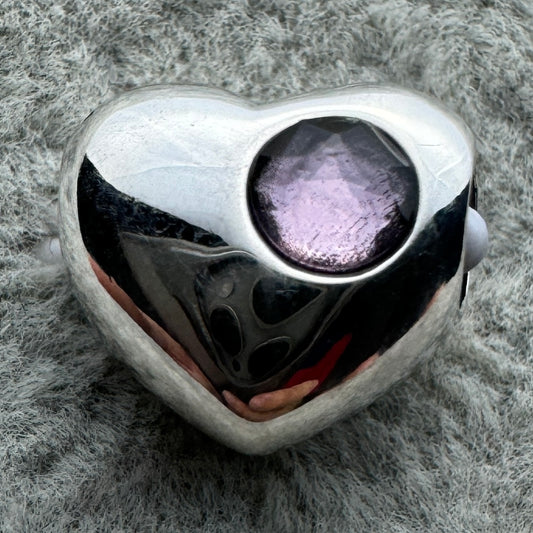 Charm Corazón Zirconia Morada