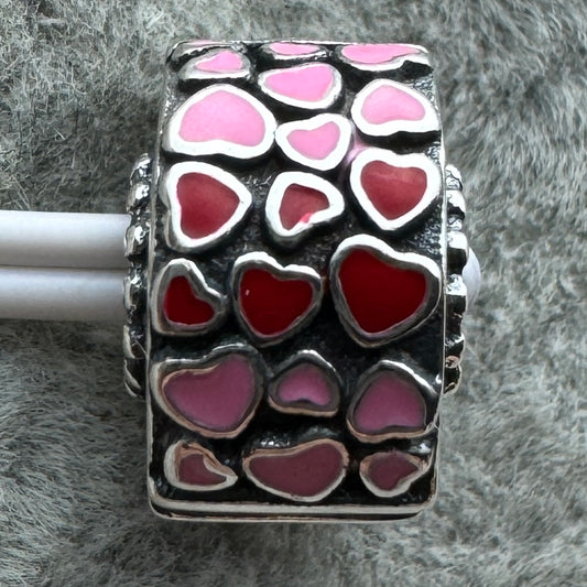 Charm Clip De Seguridad Corazones Rojos Y Rosas