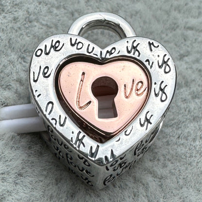 Charm Corazón Candado Divisible En Dos Tonos