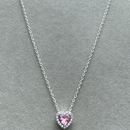 Collar Corazón Rosa En Relieve 45 cm (Ajustable A 40 cm)