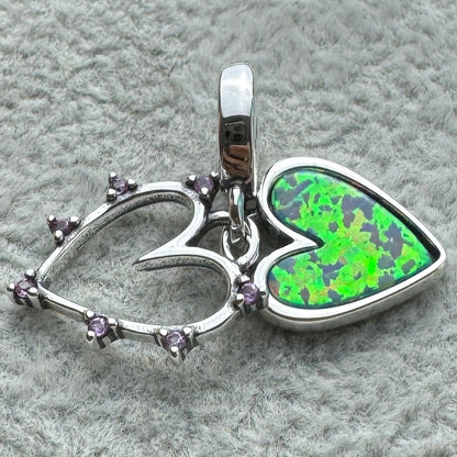 Charm Colgante Doble Corazón Opalescente