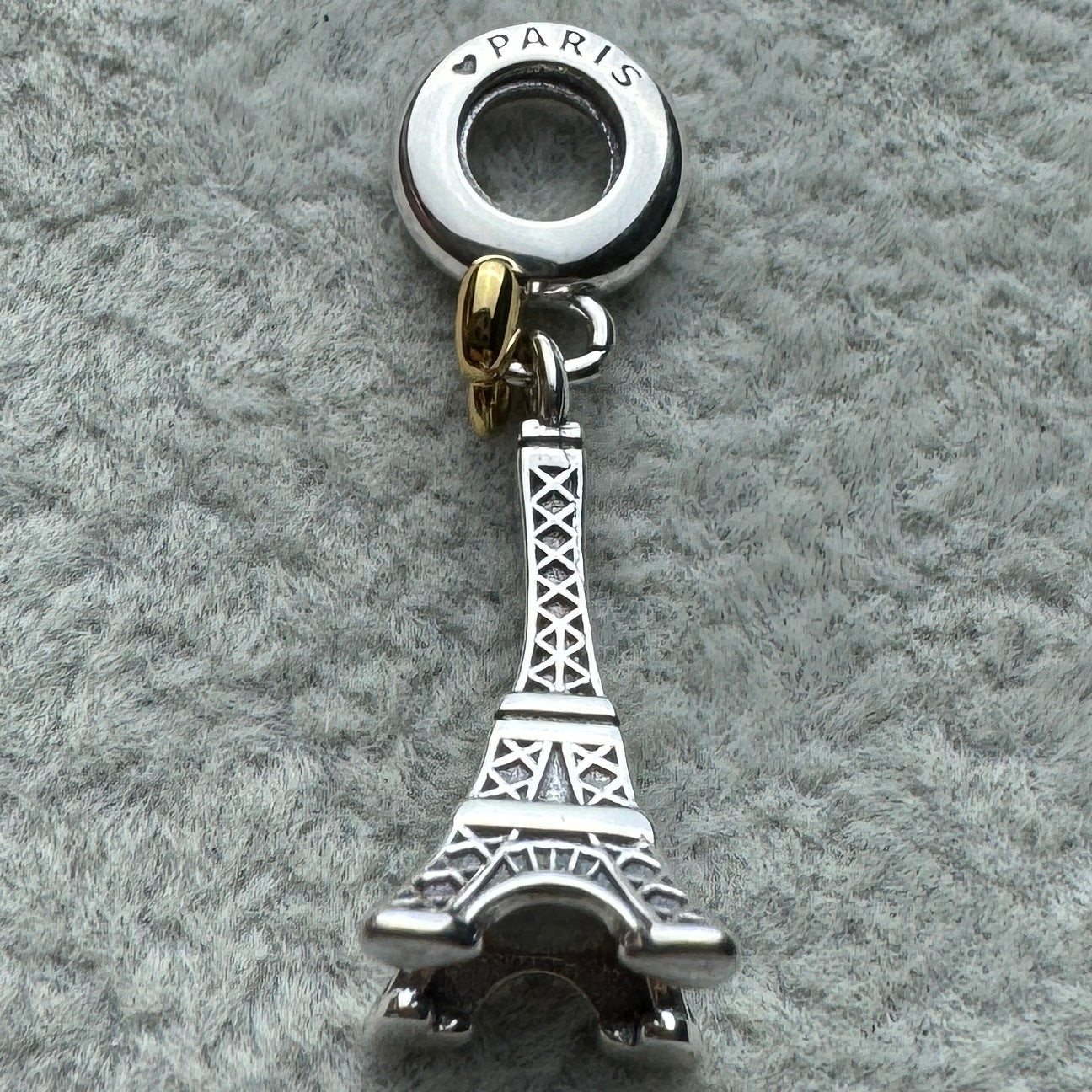 Charm Colgante Torre Eiffel París Con Corazón Dorado