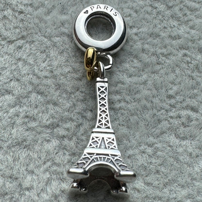 Charm Colgante Torre Eiffel París Con Corazón Dorado