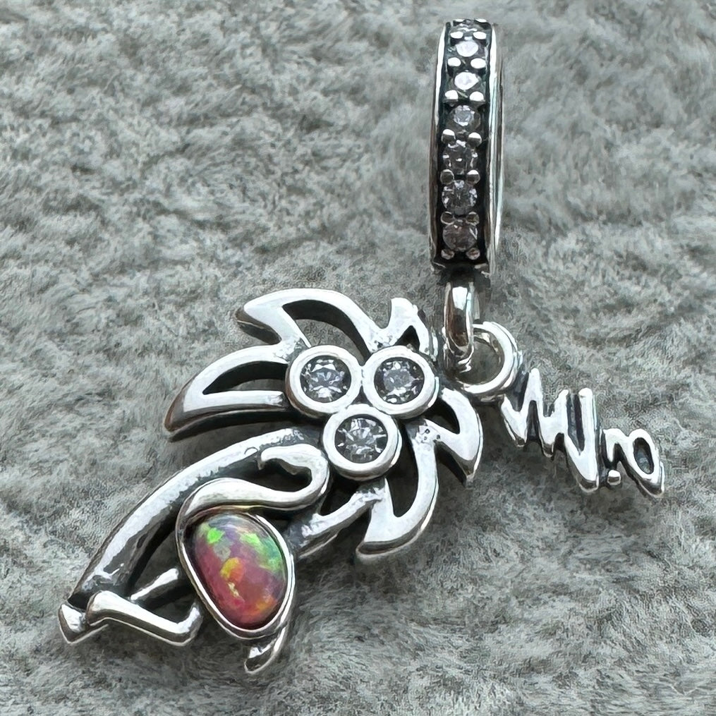 Charm Colgante Doble Palmera Y Flamenco Miami