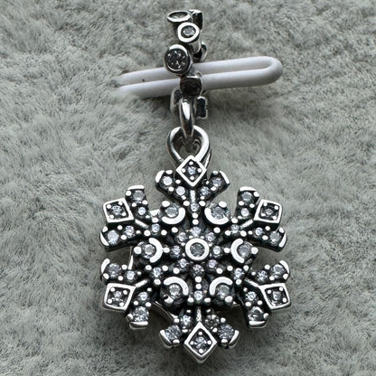 Charm Colgante Doble Copo De Nieve Brillante