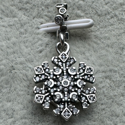 Charm Colgante Doble Copo De Nieve Brillante