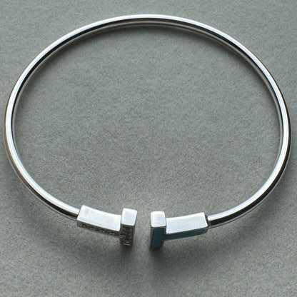Brazalete Delgado Brillante Con Turquesa Tiff
