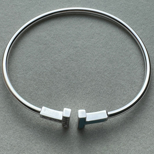 Brazalete Delgado Brillante Con Turquesa Tiff