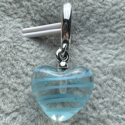 Charm Colgante Corazón Azul De Cristal De Murano