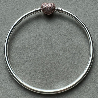 Brazalete Rígido Cierre Corazón Centelleante Oro Rosa