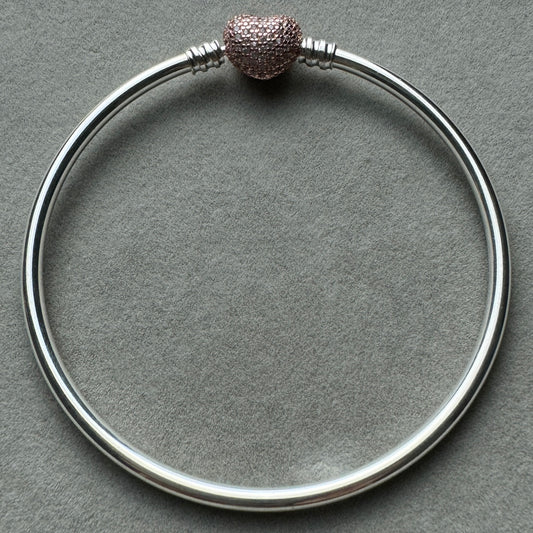 Brazalete Rígido Cierre Corazón Centelleante Oro Rosa