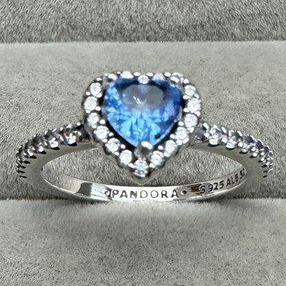 Anillo Corazón Elevado Brillante Azul
