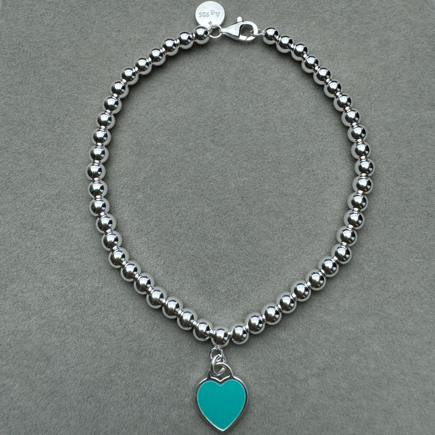 Brazalete Bolitas Corazón Azul Tiff