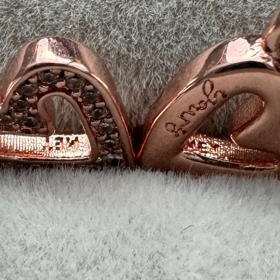 Aretes De Aro Corazón Rosa Brillante