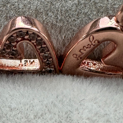 Aretes De Aro Corazón Rosa Brillante